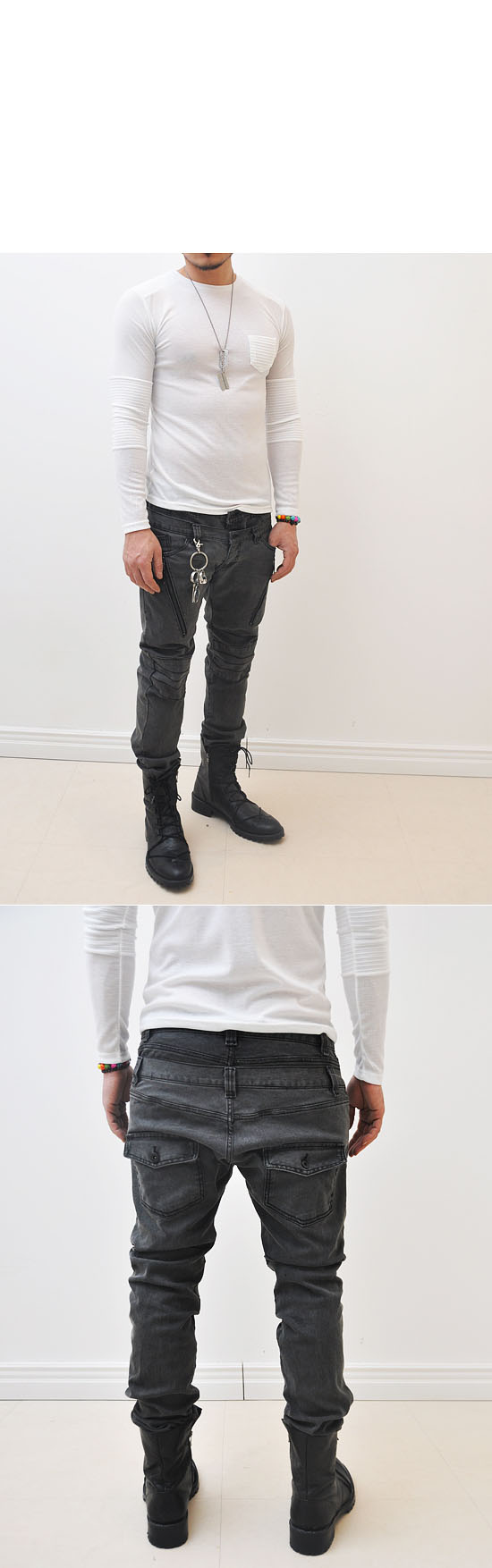 Doublelayered Baggy Washed GrayJeans 52 Fast Fashion Mens Clothes Online